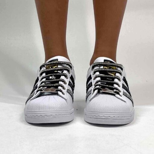 Adidas Superstar Personalizzate Glitter & Lacci Strass – Eclipse Luxury
