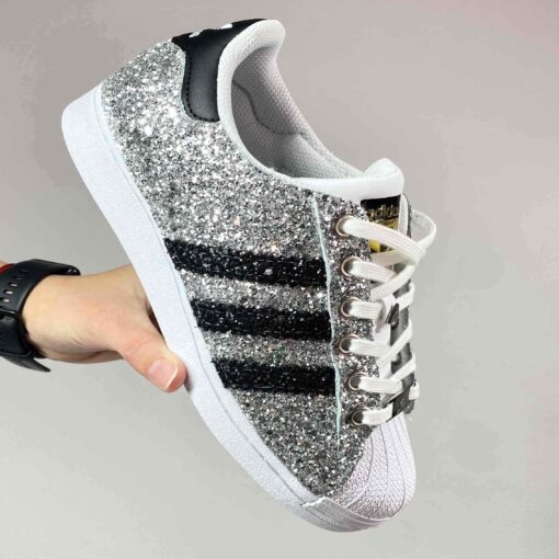 Adidas Superstar Personalizzate Glitter Silver Stream