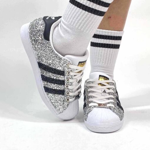 Adidas Superstar Personalizzate Glitter Silver Stream