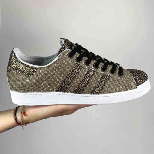 Adidas Superstar Personalizzate Lurex Oro e Lucertola Bronzo Luxury