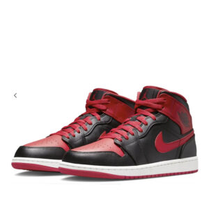 Air Jordan 1 Mid Black Fire Red - White