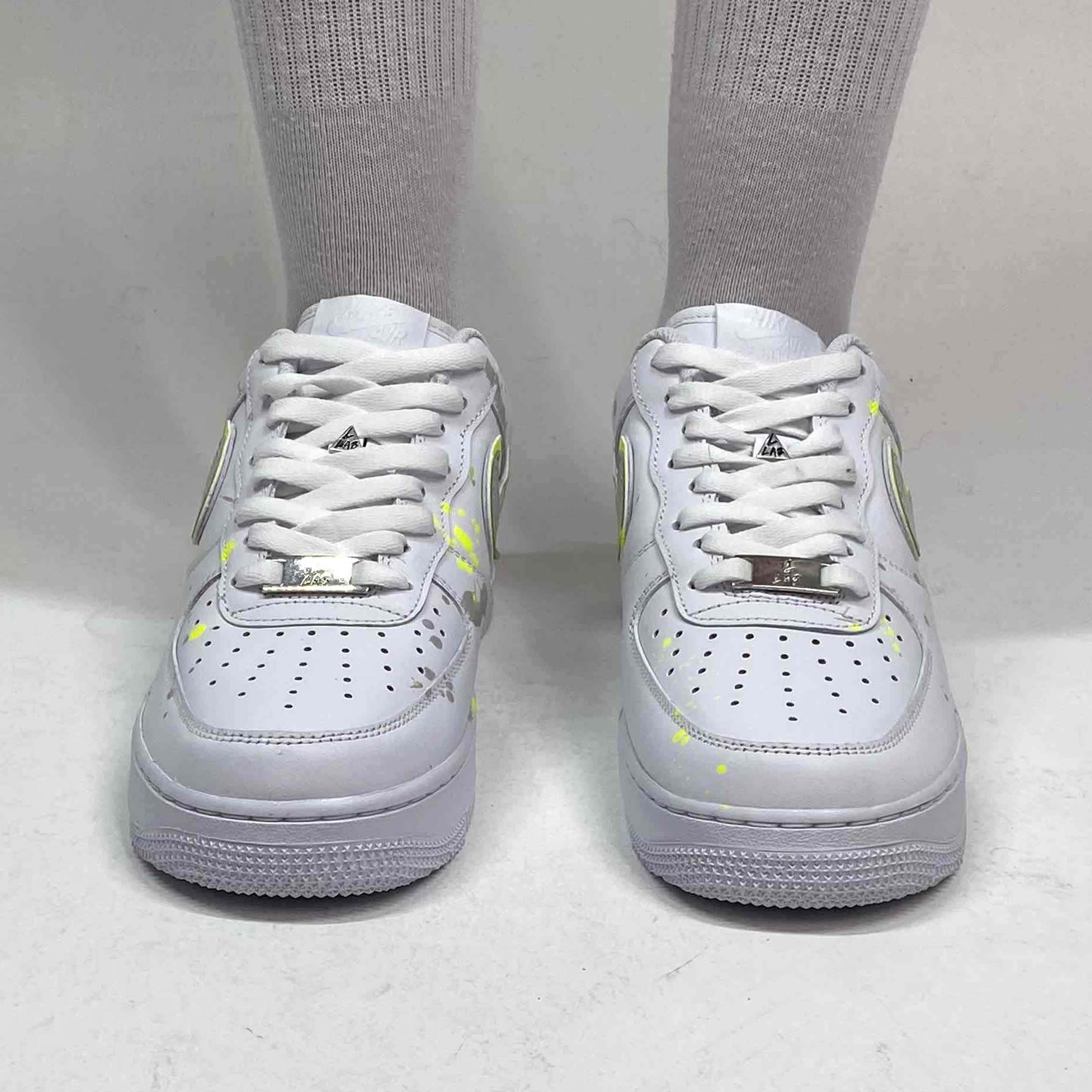 Nike Air Force One Custom Swoosh Argento LLab Scarpe Custom