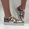 Nike Air Force One Custom Cartoon 2D Dipinte A Mano Marrone e Oro