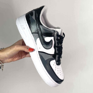 Nike Air Force One Custom Cartoon 2D Dipinte A Mano Nero e Grigio