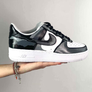 Nike Air Force One Custom Cartoon 2D Dipinte A Mano Nero e Grigio