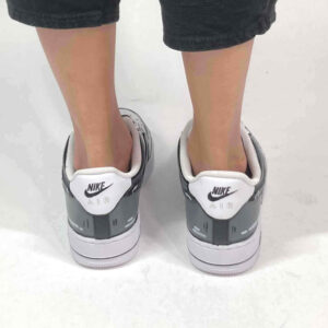 Nike Air Force One Custom Cartoon Dipinte A Mano Nero e Grigio