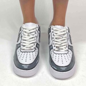 Nike Air Force One Custom Cartoon Dipinte A Mano Nero e Grigio