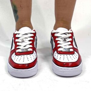 Nike Air Force One Custom Cartoon Dipinte A Mano Nero e Rosso
