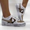 Nike Air Force One Custom Strass Oro, Glitter Oro e Tessuto Maculato