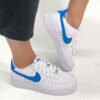 Nike Air Force One Custom Swoosh Turchese e Dettagli Dipinti A Mano