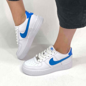 Nike Air Force One Custom Swoosh Turchese e Dettagli Dipinti A Mano
