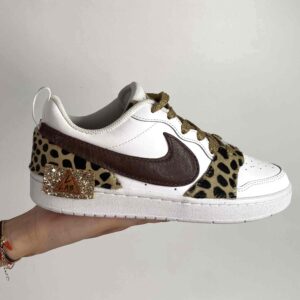 Nike Court Vision Low Custom Leo e Swoosh Cioccolato