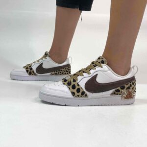 Nike Court Vision Low Custom Leo e Swoosh Cioccolato