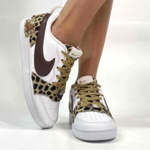 Nike Court Vision Low Custom Leo e Swoosh Cioccolato