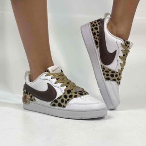 Nike Court Vision Low Custom Leo e Swoosh Cioccolato