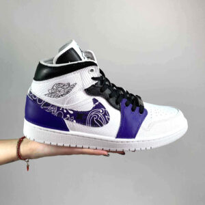 Nike Jordan 1 Custom Bandana Viola e Inserti Pelle Viola e Nero