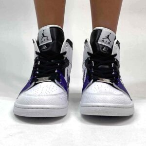 Nike Jordan 1 Custom Bandana Viola e Inserti Pelle Viola e Nero