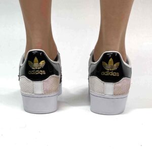 Adidas Superstar Bold Personalizzate Squamato e Lurex Oro, Bande Squamato e Borchie Oro