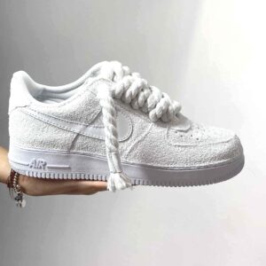 Nike Air Force 1 Custom Rope Lacci Corda Bianchi e Total Glitter Bianco
