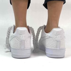 Nike Air Force 1 Custom Rope Lacci Corda Bianchi e Total Glitter Bianco