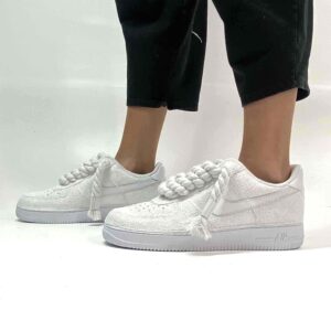 Nike Air Force 1 Custom Rope Lacci Corda Bianchi e Total Glitter Bianco