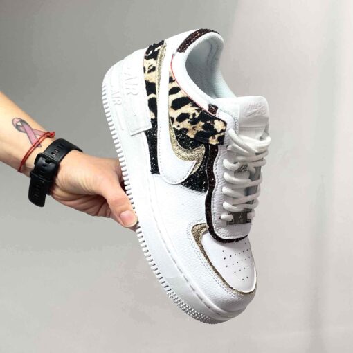 Nike Air Force 1 Shadow Custom Trama Leo, Glitter e Carta Cioccolatino Oro