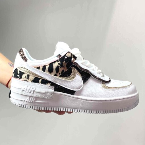 Nike Air Force 1 Shadow Custom Trama Leo, Glitter e Carta Cioccolatino Oro