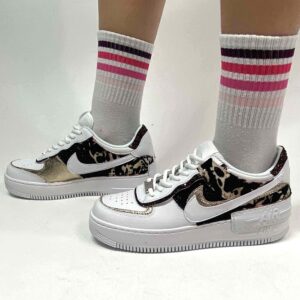 Nike Air Force 1 Shadow Custom Trama Leo, Glitter e Carta Cioccolatino Oro