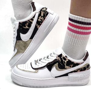Nike Air Force 1 Shadow Custom Trama Leo, Glitter e Carta Cioccolatino Oro