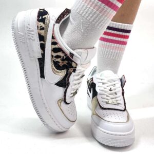 Nike Air Force 1 Shadow Custom Trama Leo, Glitter e Carta Cioccolatino Oro