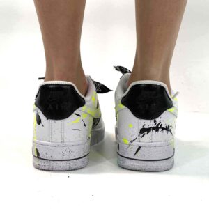 Nike Air Force One Custom Bandana Nera e Sporcatura Nera e Giallo Fluo