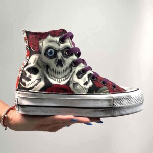Converse All Star Personalizzate Platform 3 Teschi Messicani