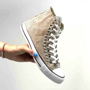 Converse All Star Personalizzate Squamato, Borchie e Occhielli Argento