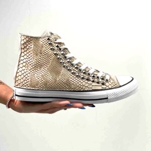 Converse All Star Personalizzate Squamato, Borchie e Occhielli Argento