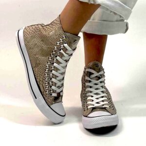 Converse All Star Personalizzate Squamato, Borchie e Occhielli Argento