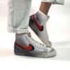 Nike Blazer Customized Vernice Nera e Doppio Baffo Rosso