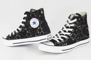 Converse All Star Personalizzate Total Glitter & Macrame Nero