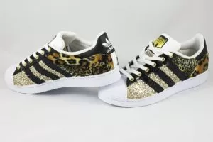 Adidas Superstar Personalizzate Leo Glitter Oro e Vernice Nera