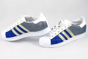 Adidas Superstar Personalizzate Glitter Blu & Jeans Denim