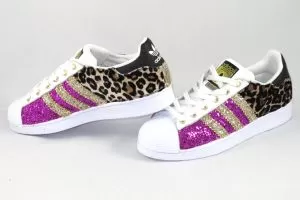Adidas Superstar Personalizzate Leo, Glitter Fuxia e Oro