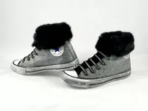 Converse All Star Personalizzate Lurex Argento & Strass "Alaska Stardust Luxury"