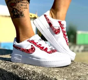 Nike Air Force One Custom Baffo Bandana Rossa