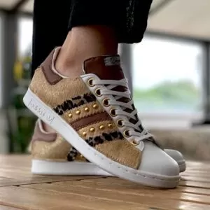 Adidas Stan Smith Personalizzate Cavallino, Maculato, Dorate & Inserti in Cuoio