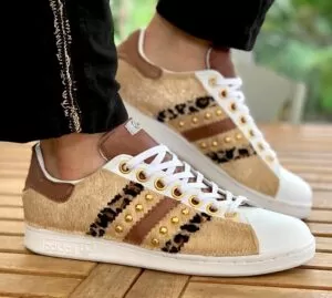 Adidas Stan Smith Personalizzate Cavallino, Maculato, Dorate & Inserti in Cuoio