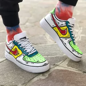 Nike Air Force One Custom Cartoon Dipinte A Mano Mojito