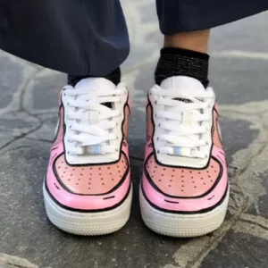 Nike Air Force One Custom Cartoon Dipinte A Mano Total Rosa
