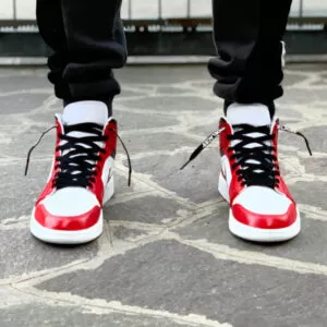 Nike Jordan 1 Custom Bianco Rosso Nere LLab Scarpe Personalizzate