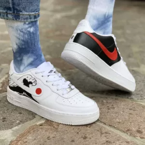 Nike Air Force One Custom Dipinte A Mano Onda Japan Nera