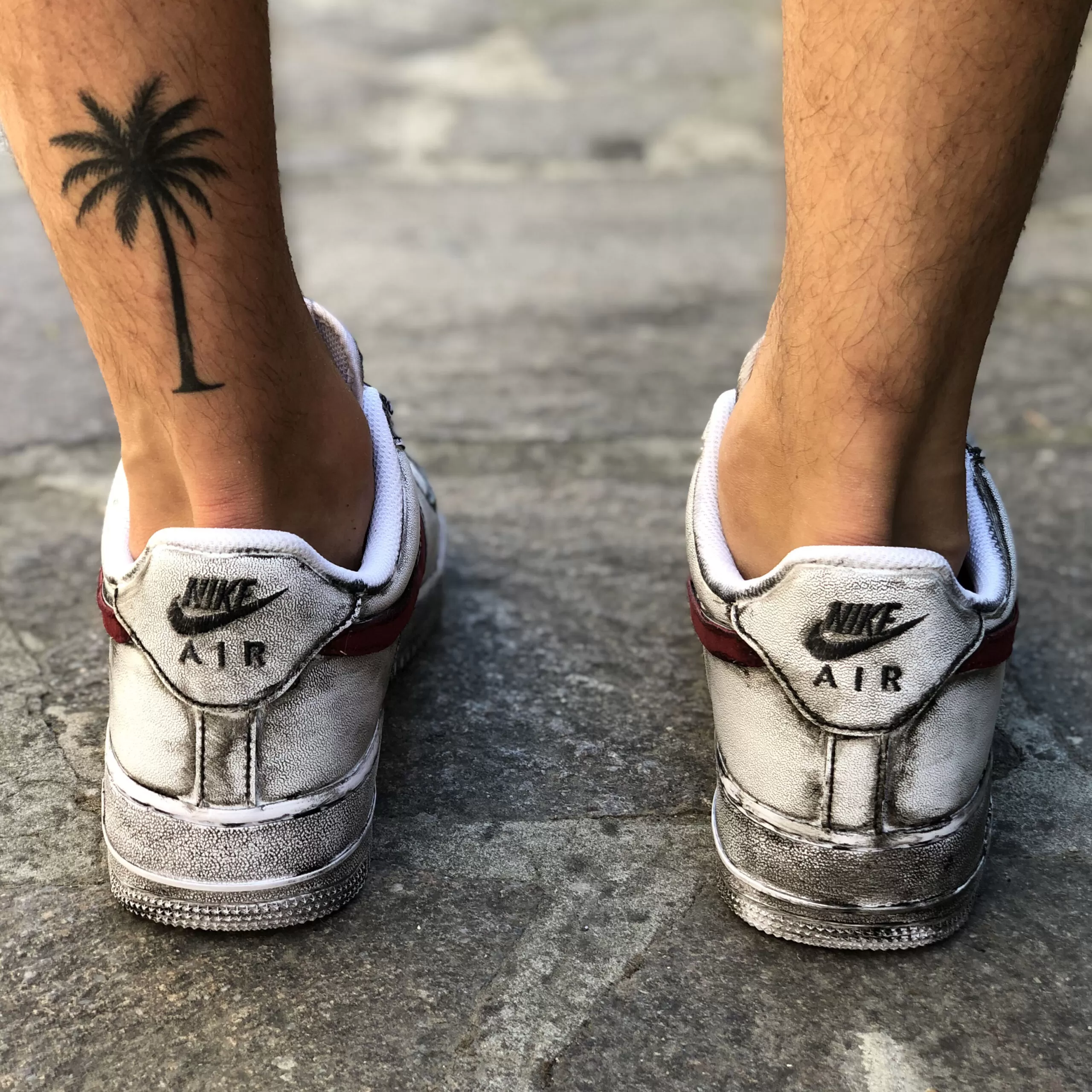 Nike Air Force One Custom Délavé Swoosh Bordeaux