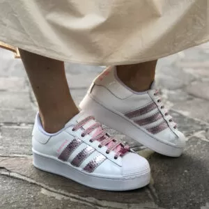 Adidas Superstar Bold Personalizzate Rosa e Strass LLab scarpe custom